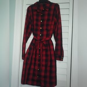 The Limited - Red black buffalo plaid Christmas dress- Medium